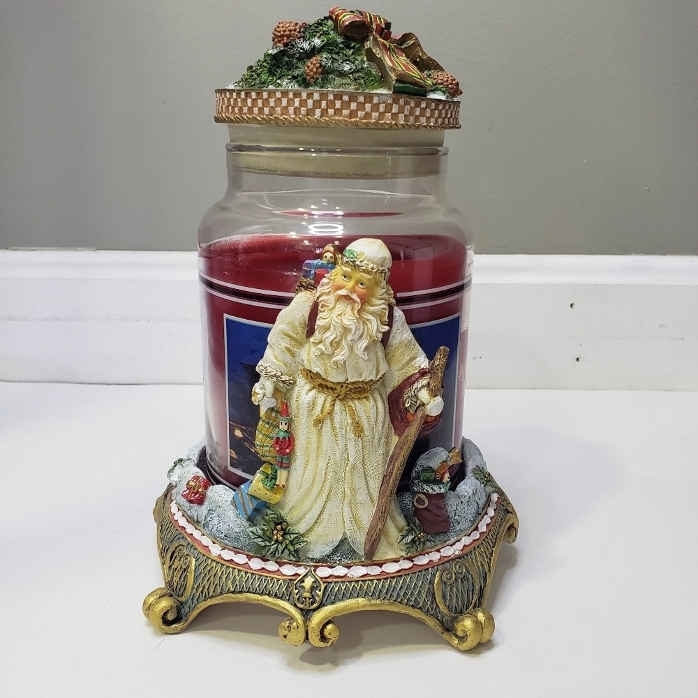 Vintage Santa Claus Candle Holder with Lid Fits Yankee Candle Large